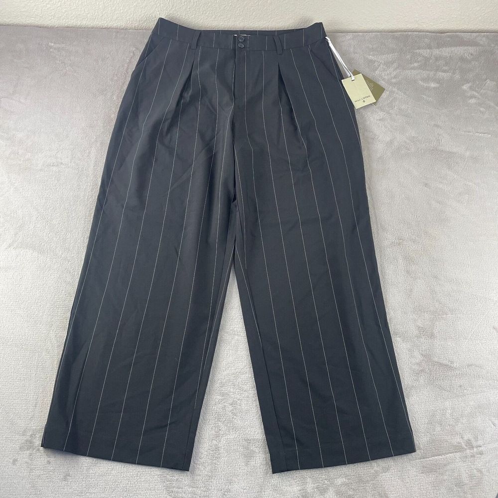 Nili Lotan X Target Wide Leg Pants Women‎ 16 Black Striped Pleated Designer